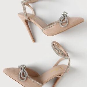 Lulus beige rhinestone high heels
